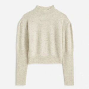 Madewell alpaca wool blend mockneck puff sleeve sweater white turtleneck